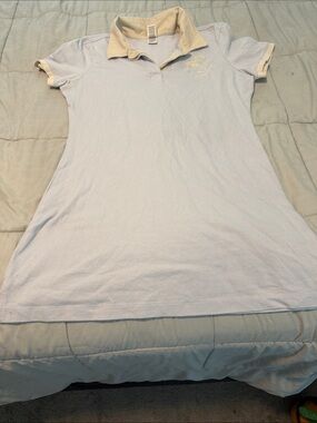 PINK Victoria's Secret Light Blue Polo Shirt with Cream Collar